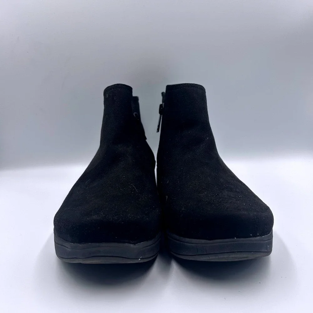 Ryka Lovely Black Ankle Boots Womens 8.5W Side Zip Wedge Booties